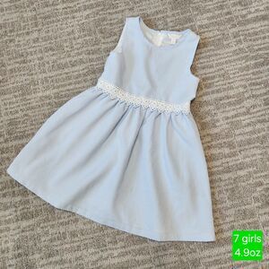 Pappagallo girl's seersucker sleeveless dress blue white size 7